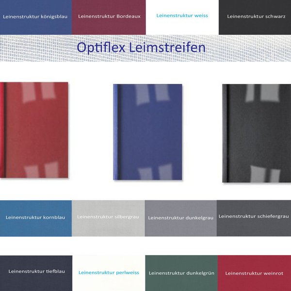 OptiPlus Thermo- Bindemappen LEINENSTRUKTUR, Klar- Folie (Optiflexleim)